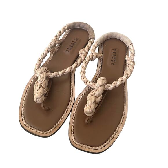 Serena Uziyel Braided Raffia Natural Sandal Women's 38 / US 8 Made in Italy - Picture 1 of 7
